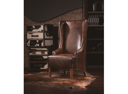 Echtleder Relaxsessel Vintage Cigar Ledersessel Sessel Leder Ohrensessel Fernseh