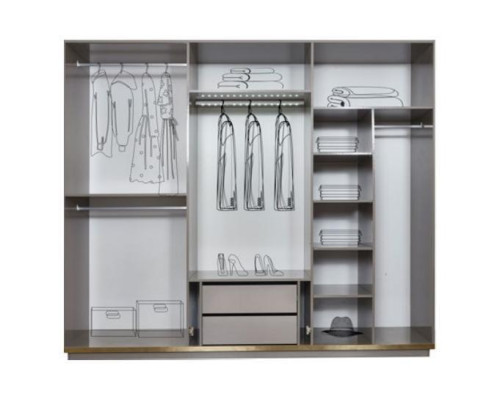 Garderobenschrank Kleiderschrank Moderne Holzschrank mit Spiegel Grau