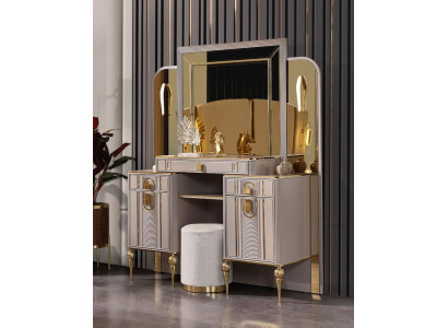 Garnitur Schminktisch Frisiertisch Schminkkonsole Konsolentisch Beige