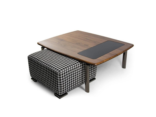 Design Komplett Modern Couchtisch mit Hocker Einrichtung Wohnzimmer