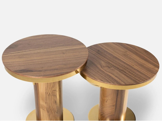 2x Rund Beisteltisch Braun Wohnzimmer Kaffeetisch Design Modern