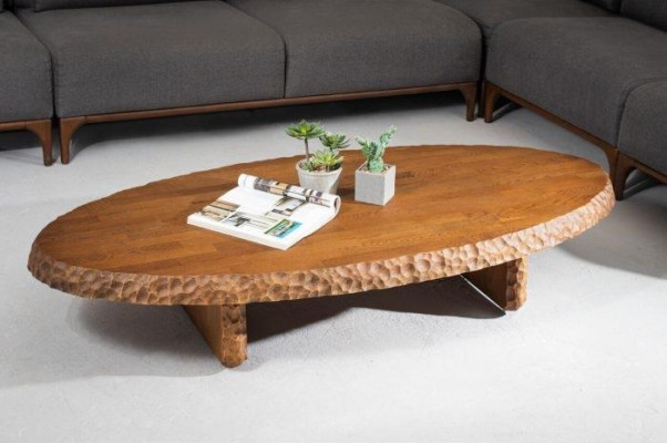 Stilvoller Couchtisch mit Holzplatte in Hellesbrauner Farbe Moderne