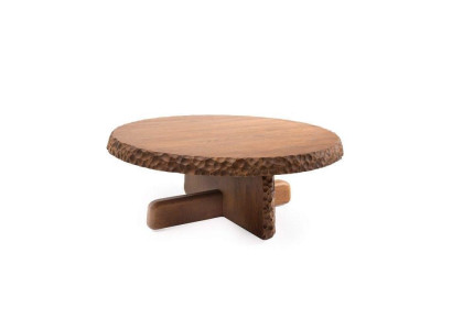 Luxuriös Rund Couchtisch mit Holzplatte in Hellesbrauner Farbe Moderne