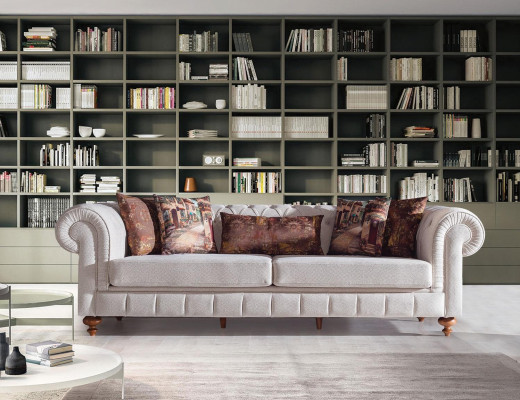 Weiß-Braune Chesterfield Sitzgruppe Designer Sofas Luxus Garnitur 3+2+1