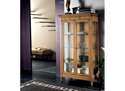 Massive Holz Vitrinen Glas Schrank Echtholz Vitrine Wohnzimmer Möbel Anrichte