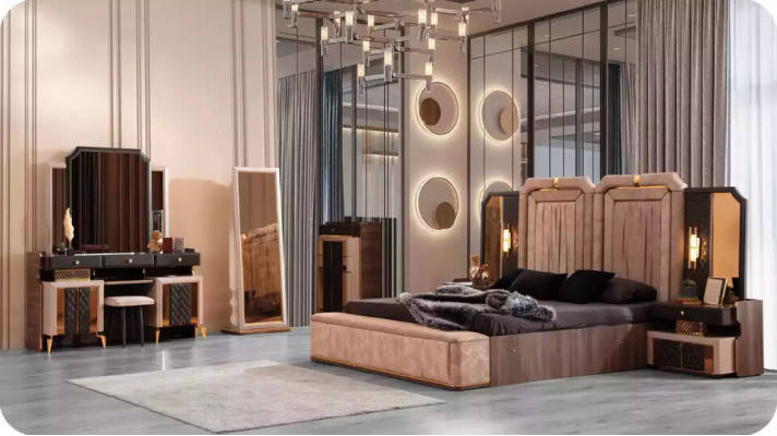 Luxus Kommode Sideboard Braun Gold Holz Schrank Schlafzimmer Kommoden