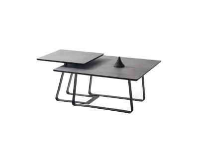 Gruppe Couchtisch Beisteltisch Kaffeetisch Grau 2tlg Set Tisch Holz