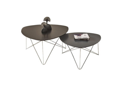 Gruppe Couchtisch Beisteltisch Kaffeetisch Grau 2tlg Set Tisch Holz