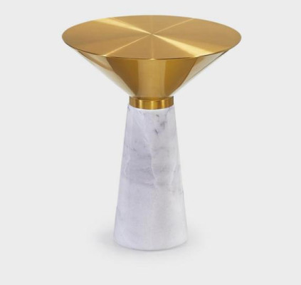 Moderner Runder Beistelltisch Kaffetisch Goldener Couchtisch Marmor