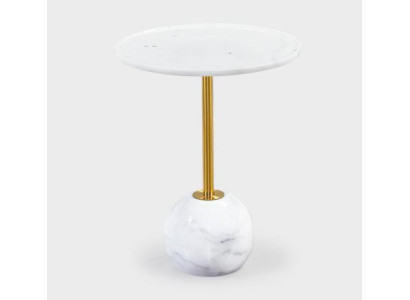 Weißer Beistelltisch Stilvoller Runder Wohnzimmer Couchtisch Marmor Möbel