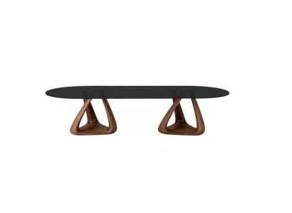 Designer Schwarzer Esszimmer Tisch Luxus Esszimmer Möbel Holzplatte Oval