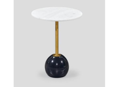 Schwarz-Weißer Beistelltisch Marmor Möbel Designer Wohnzimmer Couchtische