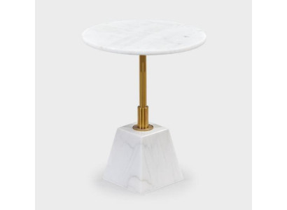 Gold-Weißer Beistelltisch Stilvolle Wohnzimmer Marmor Runde Tische