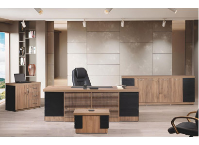 Arbeitszimmermöbel Büro Schreibtisch Bürotisch Set 4tlg Holz Braun