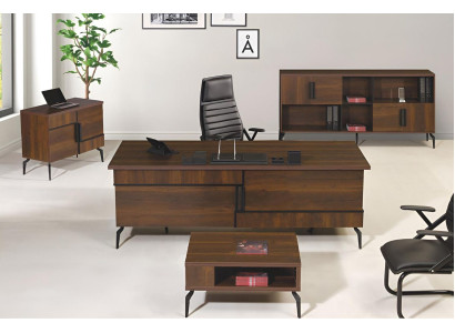 Büromöbel Komplettbüro Schreibtisch Büro Bürotisch Set 4tlg Holz Braun
