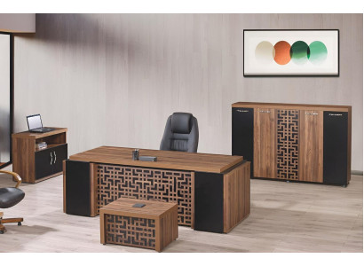 Arbeitszimmermöbel Büro Schreibtisch Bürotisch Set 4tlg Holz Braun