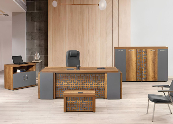 Bürotisch Büromöbel Komplettbüro Schreibtisch Set 4tlg Holz Braun Büro