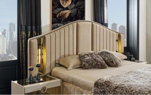 Schlafzimmer Luxus Möbel Set Bett 2x Nachttische Kleiderschrank Schrank
