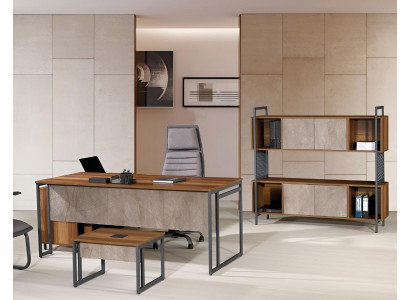 Klassische Komplette Arbeitszimmermöbel Braun Eckbürotisch 3tlg Holz