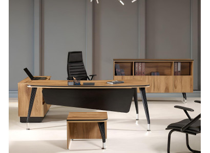 Klassische Eckbürotisch Komplette Arbeitszimmermöbel Braun 3tlg Holz