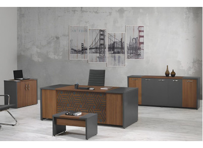 Bürotisch Büromöbel Komplettbüro Schreibtisch Set 4tlg Holz Braun Büro