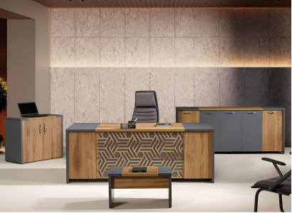 Komplettbüro Büromöbel Schreibtisch Büro Bürotisch Set 4tlg Holz Braun