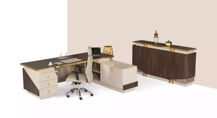 Arbeitszimmermöbel Eckschreibtisch Luxus Büroschrank Couchtisch 3tlg