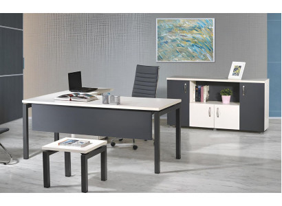 Möbel Büro Arbeitszimmermöbel Eckbürotisch Set 3tlg Holz Grau Tisch