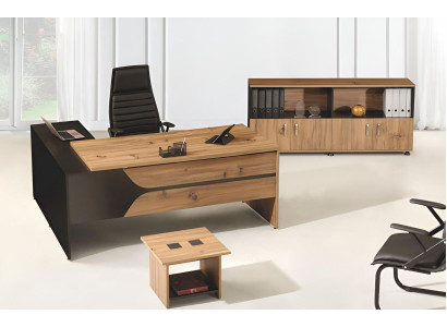Büro Computermöbel Arbeitstisch Büromöbel Tisch 3tlg Holz Set Braun