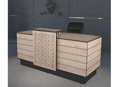 Empfangstheke Rezeption Empfangsschalter Büro Hotel Holz Braun Tisch