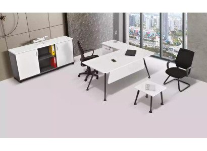 Weißer Eckschreibtisch Arbeitszimmermöbel Büroschrank Couchtisch Tisch 3tlg