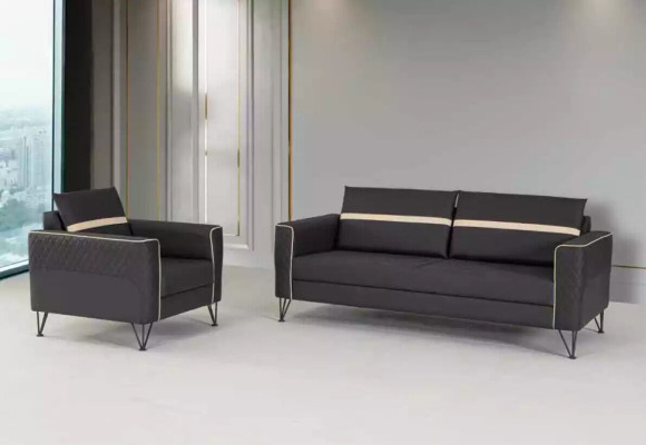Couchgarnitur Polstermöbel Dreisitzer Sessel Designer Textil Möbel 2tlg