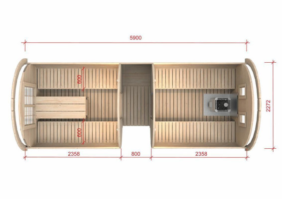 Sauna Saunafass Outdoor Gartensauna 590 x Ø 2,27 m Saunafass Bausatz