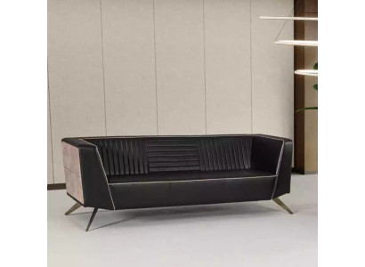 Designer Schwarzes Polstersofa Stoffmöbel Arbeitszimmermöbel Büro Couch