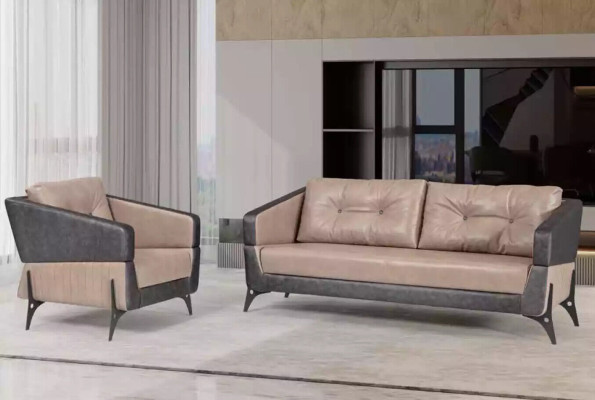 Beige Sessel Arbeitszimmer Textil Möbel Luxus Sitz Polstersessel Lehntuhl