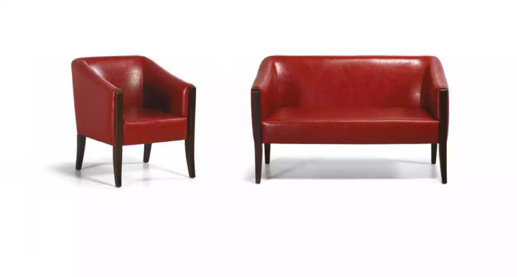 Roter Sessel Textil Möbel Stil Modern Büromöbel Arbeitszimmer Design Holz