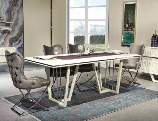 Luxus Esszimmer Set 7tlg. Esstisch Stühle modern Möbel Design Tisch
