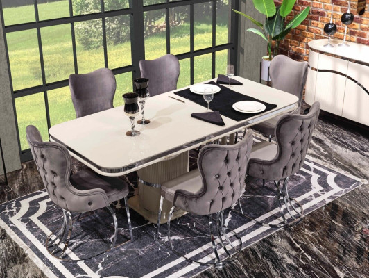 Design Esszimmer Gruppe Tisch Stühle Holztisch Esszimmer Set 9tlg.