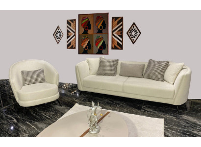 Moderne Beige Sofagarnitur 3+1 Sitzer Wohnzimmer Möbel Luxus Set Sofa Couch