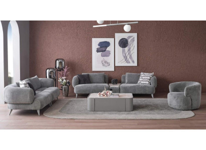 Couch Sofagarnitur 3+3+1 Sitz Grau Sofa Luxus Möbel Wohnzimmer Couchen