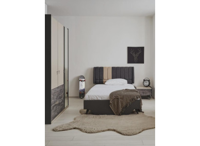 Luxuriöses stilvolle Grau Schlafzimmerset Modern Bett Nachttisch neu
