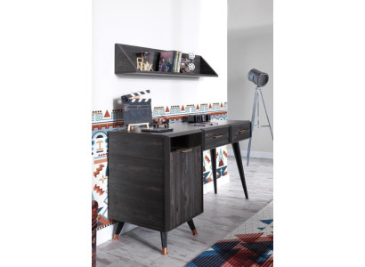 Moderne schwarze Büromöbel Schreibtisch Regal Holz stilvolles Design neu