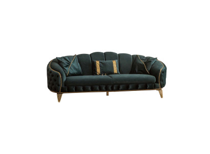 Chesterfield 2x 3 Sitzer Couch Polster Sitz Textil Stoff Couchen Sofa