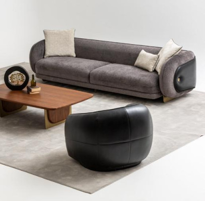 Moderner Grau Sofagarnitur set 3 Sitzer Sofas 2x Sessel Wohnzimmer set