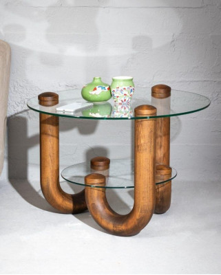 Luxuriös holz Beistelltisch mit glasplatte Stilvoller Möbel für Wohnzimmer