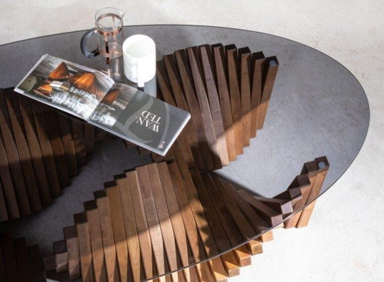 Design Luxus Wohnzimmer Oval Couchtisch Braun Farbe Modernen Holz neu