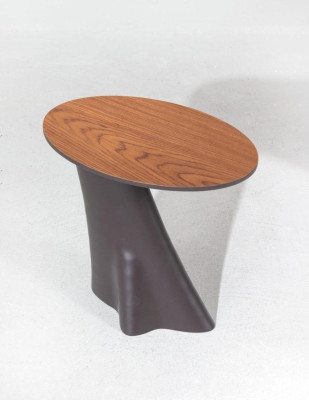 2x Beistelltische mit Holzplatte in Schwarz Farbe Moder Wohnzimmer