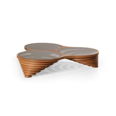 Exklusive Luxus Wohnzimmer Couchtisch Braun Farbe mit Glasplatte Modern