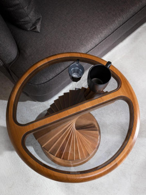 Modern Beistelltisch mit Holzplatte in Barun Farbe Wohnzimmer Rund neu