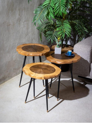 Runder Beistelltisch-Set Wohnzimmer Luxus Tische Wohnzimmer Couchtische
